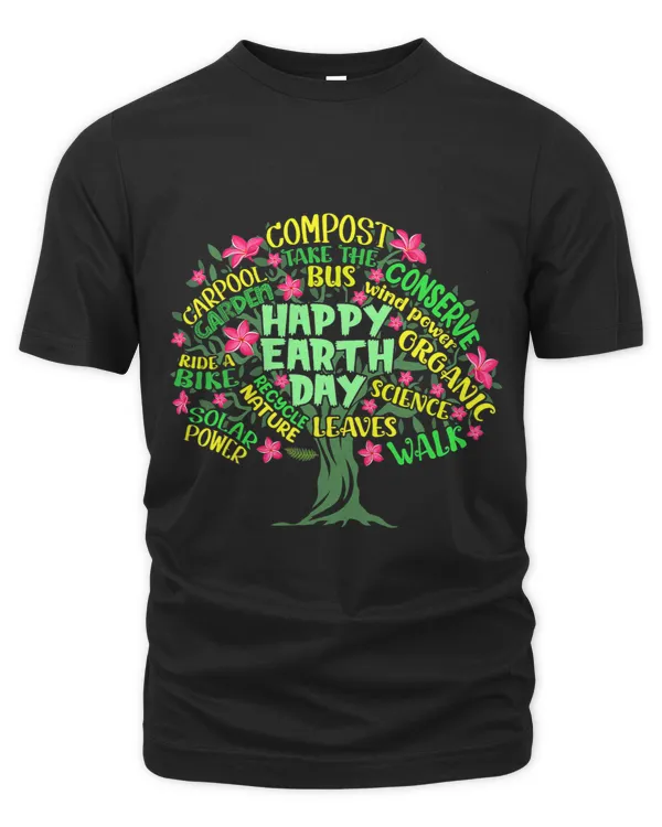 Earth Day Tree Drawing Illustration Word Art