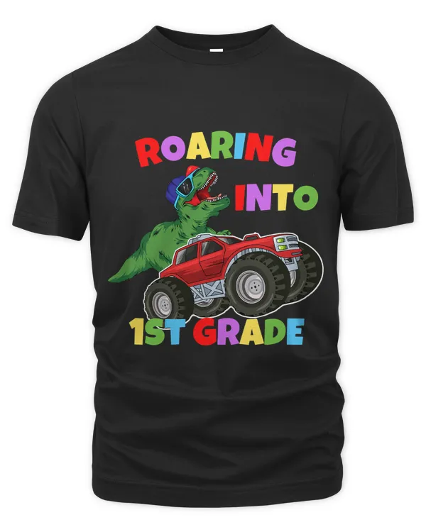 Roaring into 1st Grade Monster Truck Dinosaur TRex Boys 4