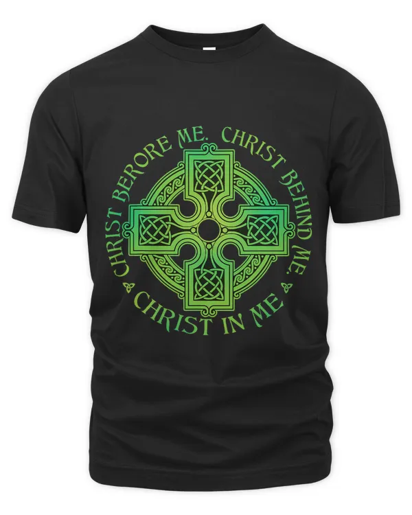 Christ Before Me St. Patrick Quote With Irish Cross