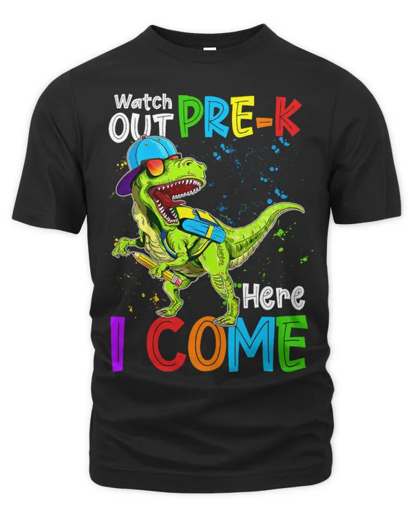 First Day of PreK Here I Come Trex Student