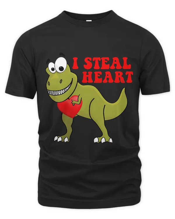 I Steal Hearts Dinosaur Dino T Rex Valentines Day Boys Kids 9