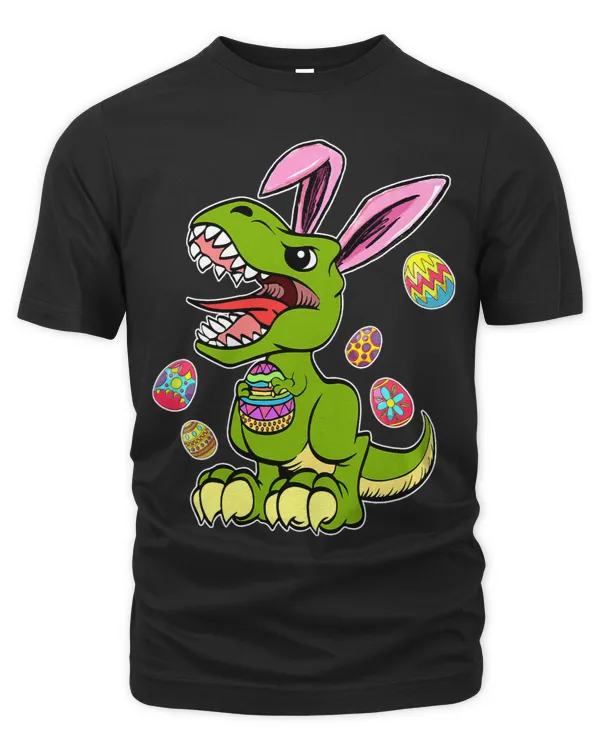 Happy Easter Day Shirt Easter T Rex Dinosaur Hunting Eggs