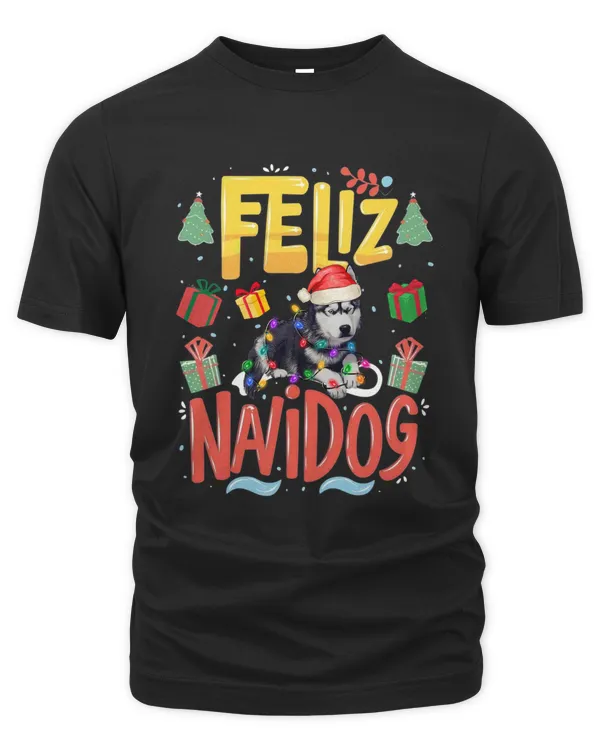 Feliz Navidog Christmas Light Dog Colorful