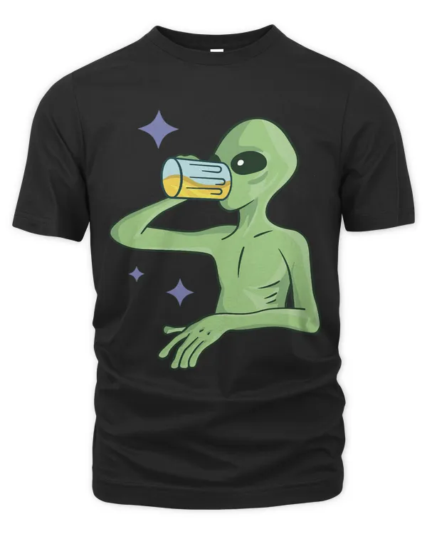 Beer is out of this World Alien Drinking Beer