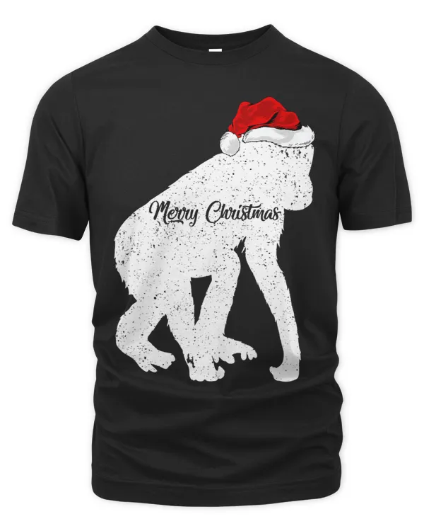 Funny Chimpanzee Animal Lover Santa Hat Chimpanzee Christmas