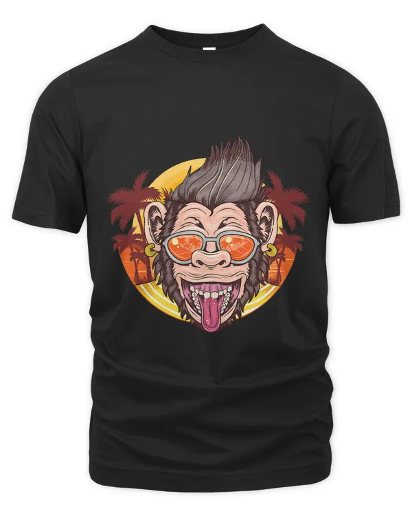 Funny Chimpanzee Face Distressed Tropical Chimp Design