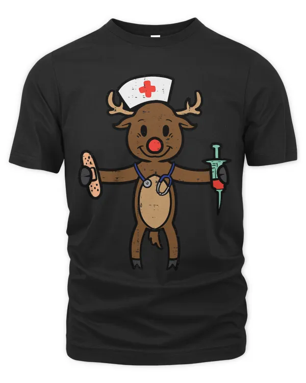 Christmas Nurse Reindeer Funny Xmas Nursing Scrub Top Women 1