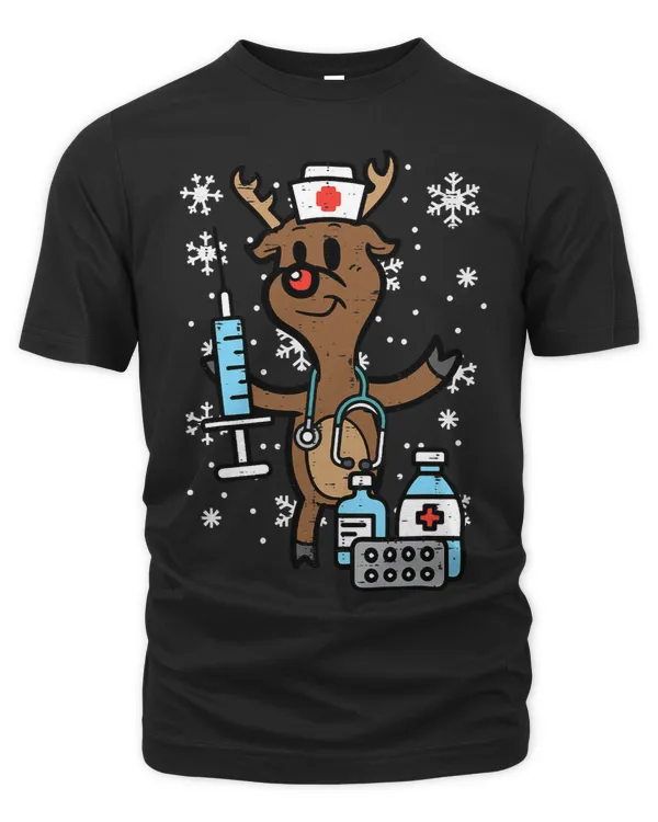 Christmas Nurse Reindeer Funny Xmas Nursing Scrub Top Women