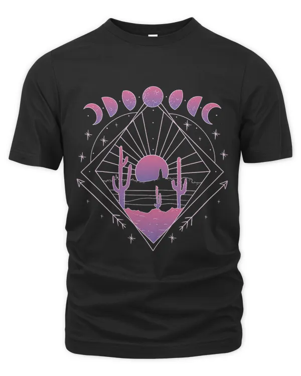 Geometric Desert Scene Moon Phases Sun Boho Graphic