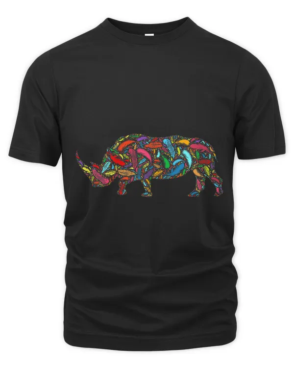 Colorful Red Green Blue Yellow Purple Bird Feather Rhino