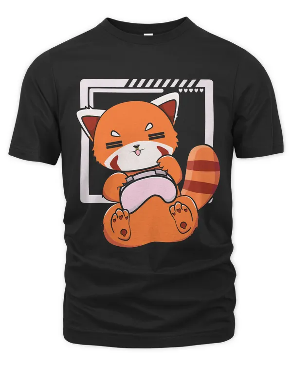 Gaming Red Panda Playing Video Game Lover Cute Chibi Anime