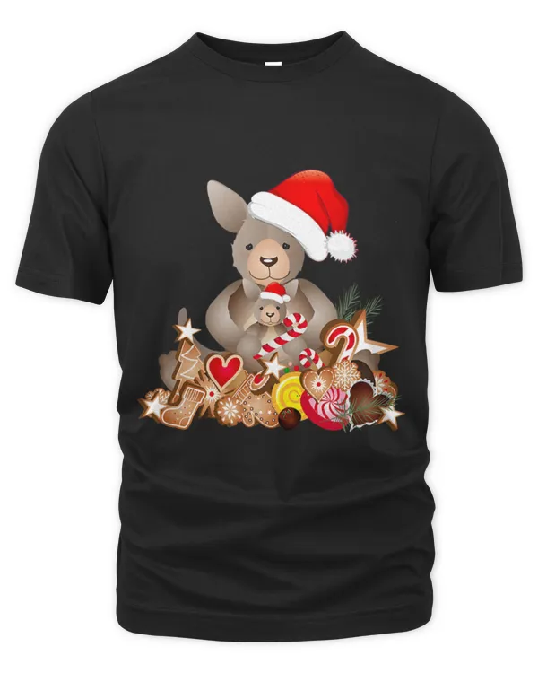 Kangaroo Pet for Christmas with Christmas hat