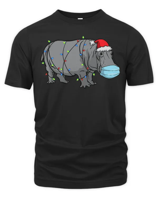 Hippo Pet Santa Wearing Face MaskHippopotamus Christmas