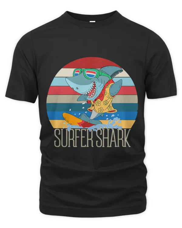 Shark Pet Funny Surfer Shark Graphics Retro Shark