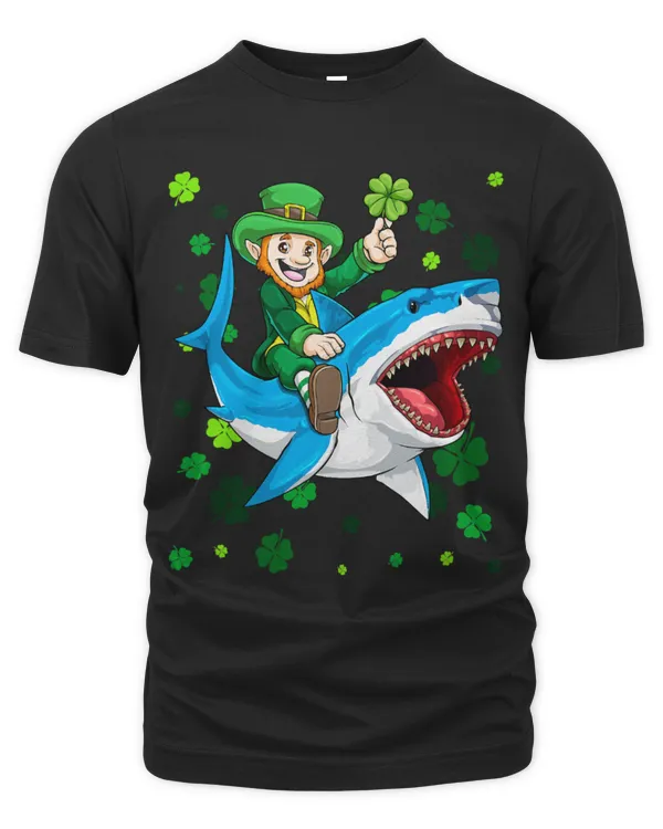 Shark Pet Leprechaun Riding Shark St Patricks Day Space Kids Boys