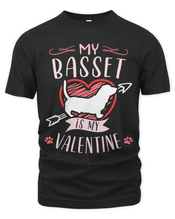 Valentines day Basset Dog Valentine Pullover Hoodie
