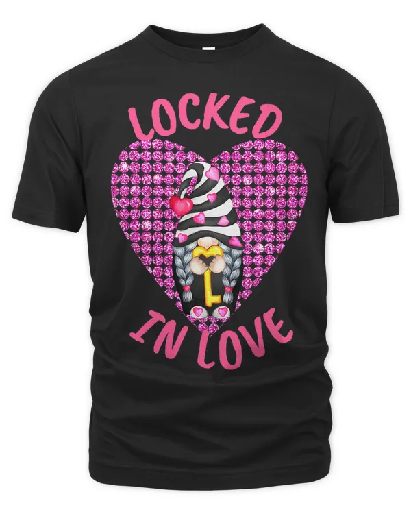 Valentines Day Locked in Love Garden Gnome Lock Hot Pink Red