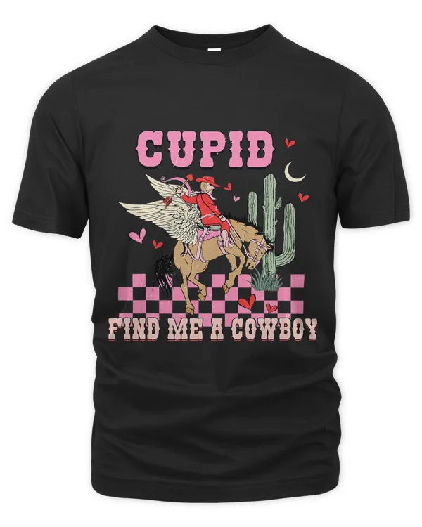 Valentines Day Retro Pink Western Desert Cowboy And Cupid