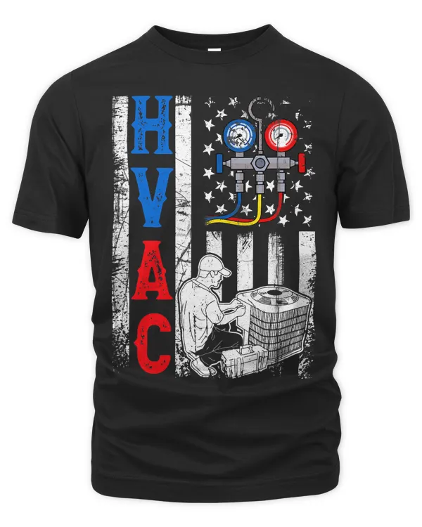 Distressed Proud USA HVAC Tech American Flag HVAC Technician