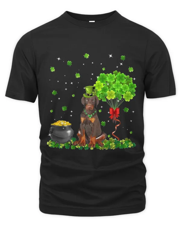 Dobermann Clover Balloon Heart Dog Patricks Day Lucky