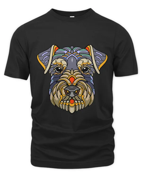 Dog Face and Head Colorful Mandala Pattern schnauzer Dog