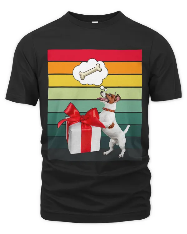 Jack Russel cute christmas dog bone retro