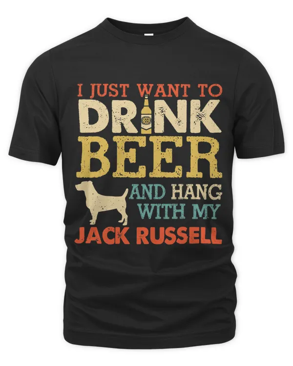Jack Russel Dad Drink Beer Hang With Dog Funny Men Vintage