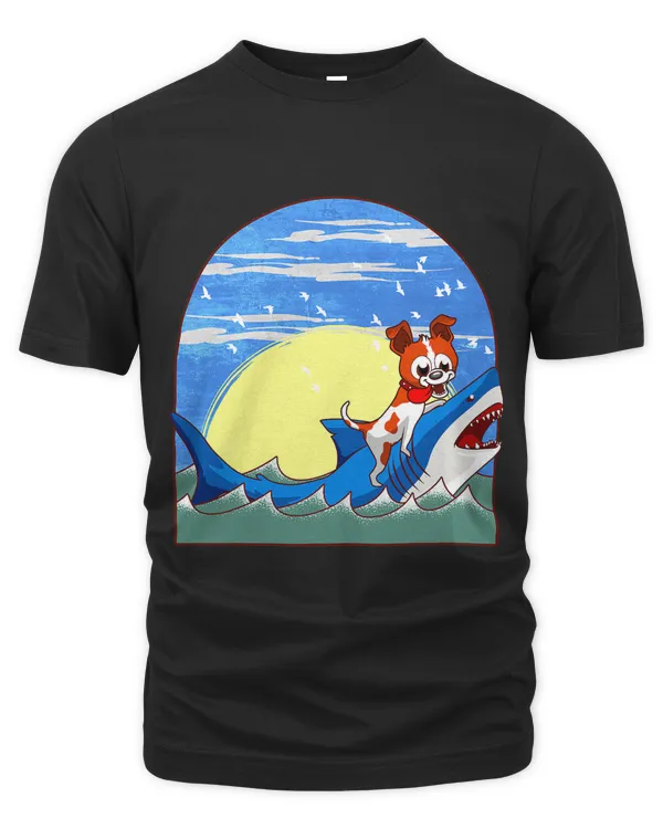 Jack Russel Dog Riding A Shark Funny Dog Lover Gifts