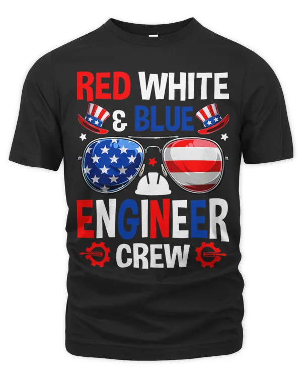 Funny Red White Blue Engineer Retro 4th Of July Men Women