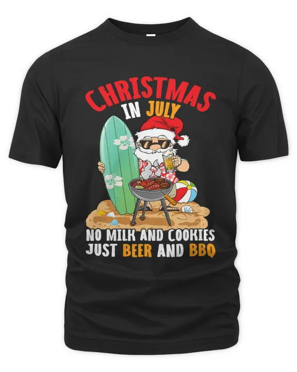 Christmas In July Shirt Funny Santa Beach Summer Vacation 152