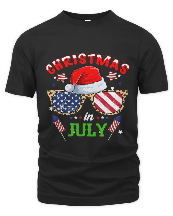 Christmas In July Sunglasses USA Flag Summer Santa 209
