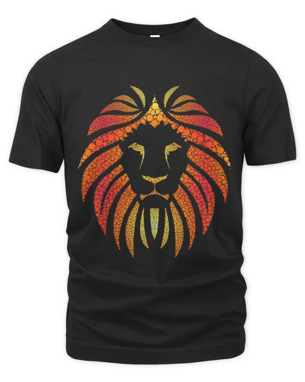 Tribal Abstract Orange Lion Art