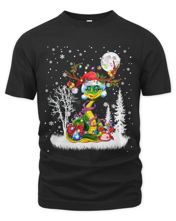 Snake Under Moonlight Snow Christmas Pajama 9