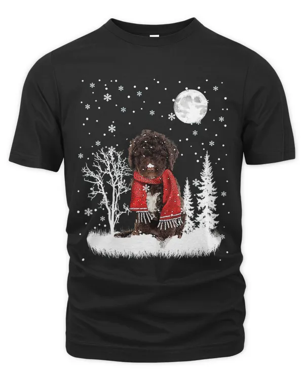 Spanish Water Dog Under Moonlight Snow Christmas Pajama 336