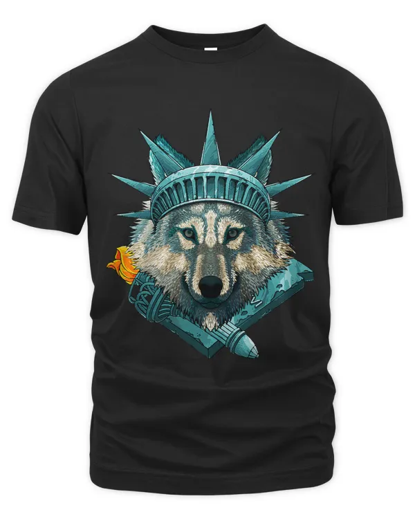 Statue Of Liberty Wolf 4th Of July Animal USA America