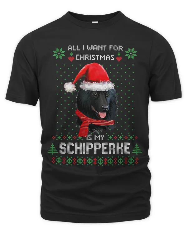 Ugly Sweater ALL I WANT FOR CHRISTMAS IS MY SCHIPPERKE Xmas 302