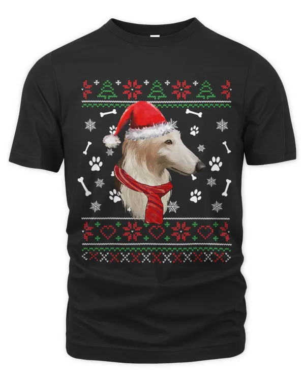 Ugly Sweater Christmas Borzoi Dog Santa Hat Pajama Xmas 200