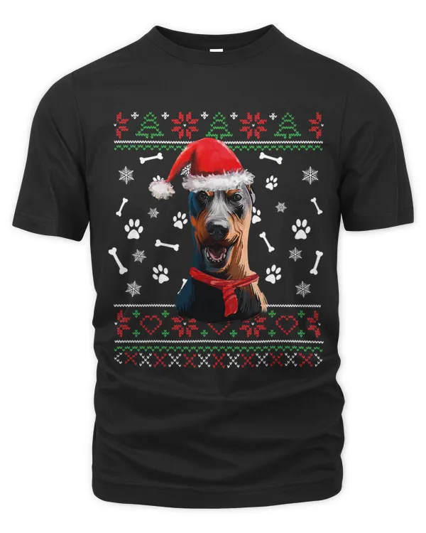 Ugly Sweater Christmas German Pinscher Santa Hat Pajama Xmas