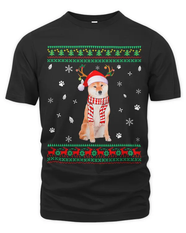 Ugly Sweater Christmas Shiba Inu Dog Santa Reindeer