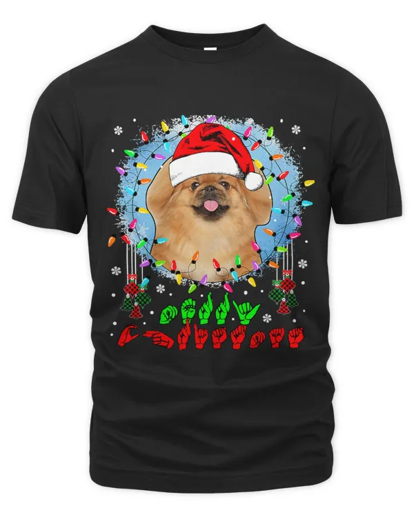 Merry Christmas Hands Sign Language Santa Pekingese Lover156