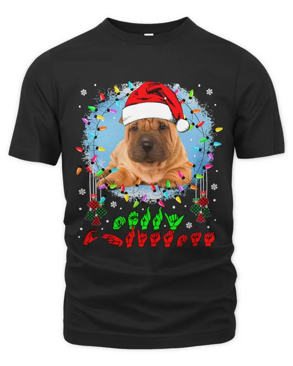Merry Christmas Hands Sign Language Santa Shar Pei Lover154