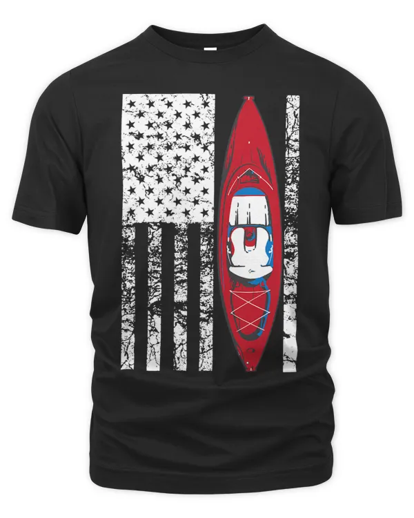Kayak US American Flag Shirt Cute Unique Kayakers Tee Gift