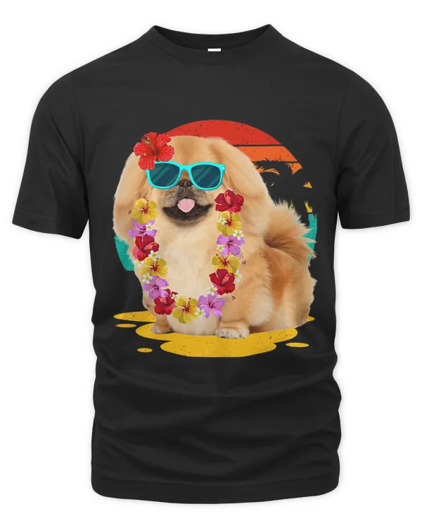 Vintage Pekingese Lover Wearing Sunglasses Hawaii Summer