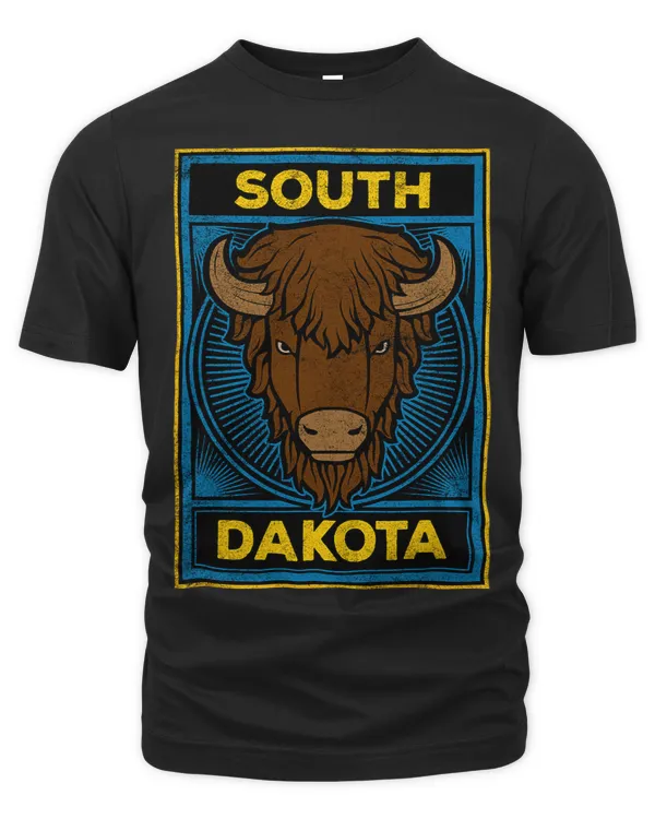 South Dakota SD Buffalo Wildlife Retro National Park