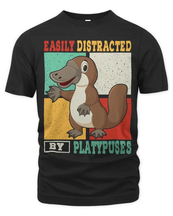Vintage Retro Easily Distracted By Platypuses Family Kids