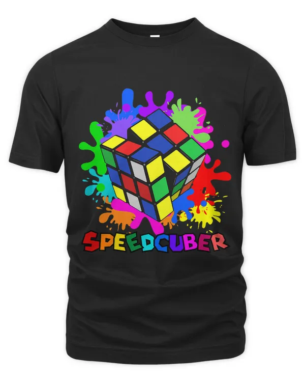 Speedcuber Puzzle Cube Novelty Paint Splashes Graphic Tee