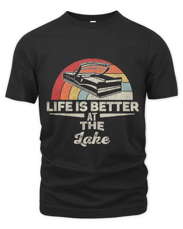 Vintage Retro Life Is Better At The Lake Pontoon Boat 1