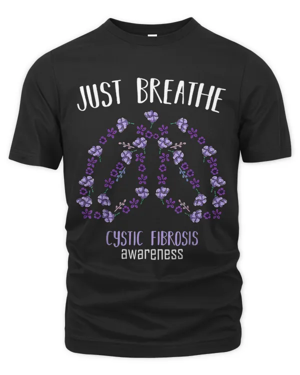 Just Breathe Purple Ribbon CF Cystic Fibrosis Awareness