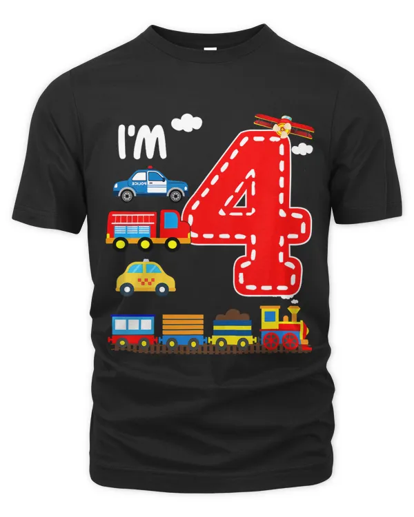 Kids Im 4 Years Old Locomotive Train 4th Birthday Boy Toddler
