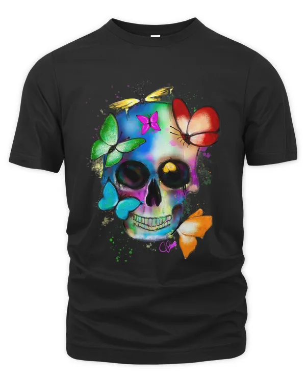 Sage Tribe Skull With Butterflies
